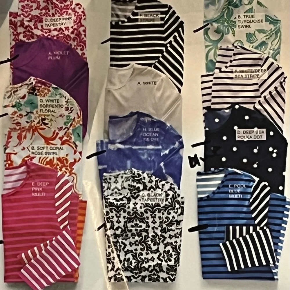 Lands’ End Swim Tee Long Sleeve UPF 50 Size Small Blue With White Polka Dots - Picture 5 of 7